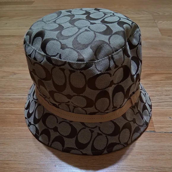 Coach Hat Patterned Bucket Hat with Orange Lining - Picture 7 of 11